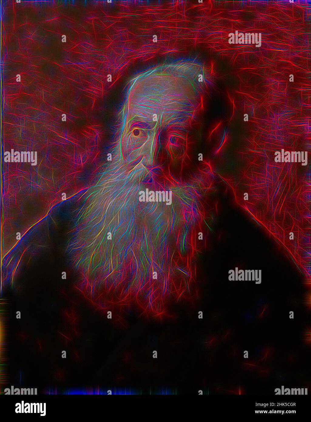 Inspiriert von Tronie eines alten Mannes, Jan Lievens, nach, neu erfunden von Artotop. Klassische Kunst neu erfunden mit einem modernen Twist. Design von warmen fröhlichen Leuchten der Helligkeit und Lichtstrahl Strahlkraft. Fotografie inspiriert von Surrealismus und Futurismus, umarmt dynamische Energie der modernen Technologie, Bewegung, Geschwindigkeit und Kultur zu revolutionieren Stockfoto