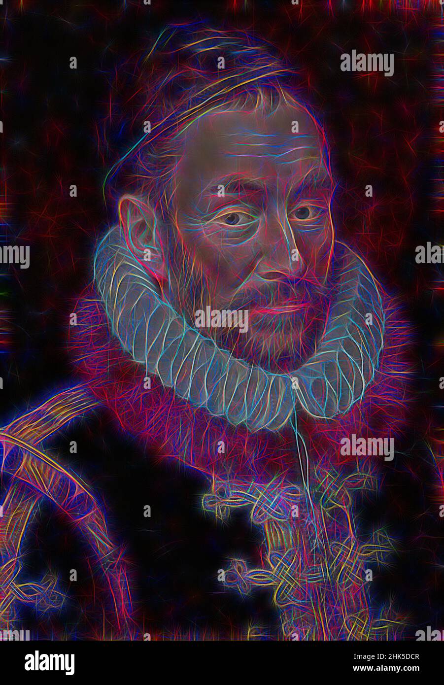 Inspiriert von Portrait von William I. 1533-1584, Prinz von Orange, Adriaen Thomasz Key, c.. 1579, neu erfunden von Artotop. Klassische Kunst neu erfunden mit einem modernen Twist. Design von warmen fröhlichen Leuchten der Helligkeit und Lichtstrahl Strahlkraft. Fotografie inspiriert von Surrealismus und Futurismus, umarmt dynamische Energie der modernen Technologie, Bewegung, Geschwindigkeit und Kultur zu revolutionieren Stockfoto