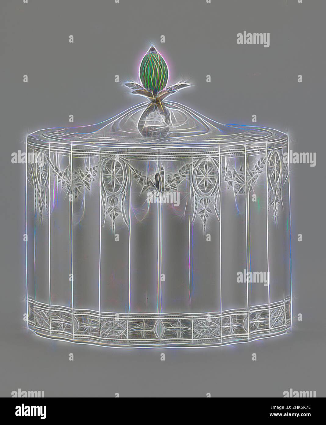Inspiriert von Tea Canister, geprägt von Samuel Godbehere, Englisch, aktiv 1784–c.1819, und Edward Wigan, Englisch, Active 1786–1800, 1789–90, Silber und Elfenbein, hergestellt in London, Großraum London, England, Europa, Behälter, Metallverarbeitung, 6 x 5 1/2 x 4 1/2 Zoll (15,2 x 14 x 11,4 cm, neu erfunden von Artotop. Klassische Kunst neu erfunden mit einem modernen Twist. Design von warmen fröhlichen Leuchten der Helligkeit und Lichtstrahl Strahlkraft. Fotografie inspiriert von Surrealismus und Futurismus, umarmt dynamische Energie der modernen Technologie, Bewegung, Geschwindigkeit und Kultur zu revolutionieren Stockfoto