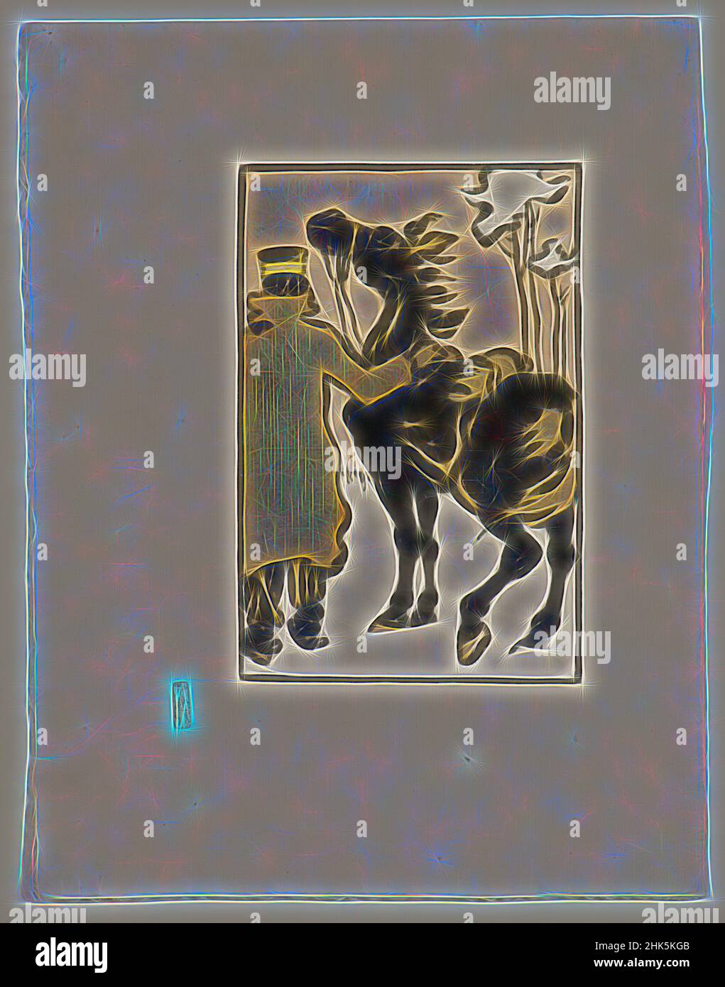 Inspiriert von Einem japanischen Soldaten mit einem Pferd im Schnee, Hashiguchi Goyō, Japanisch, 1880–1921, Meiji-Zeit, 1868–1912, ca. 1904, Tinte auf Papier, hergestellt in Japan, Asien, Zeichnungen und Aquarelle, Blatt: 12 3/8 × 9 1/2 Zoll (31,4 × 24,1 cm, neu erfunden von Artotop. Klassische Kunst neu erfunden mit einem modernen Twist. Design von warmen fröhlichen Leuchten der Helligkeit und Lichtstrahl Strahlkraft. Fotografie inspiriert von Surrealismus und Futurismus, umarmt dynamische Energie der modernen Technologie, Bewegung, Geschwindigkeit und Kultur zu revolutionieren Stockfoto