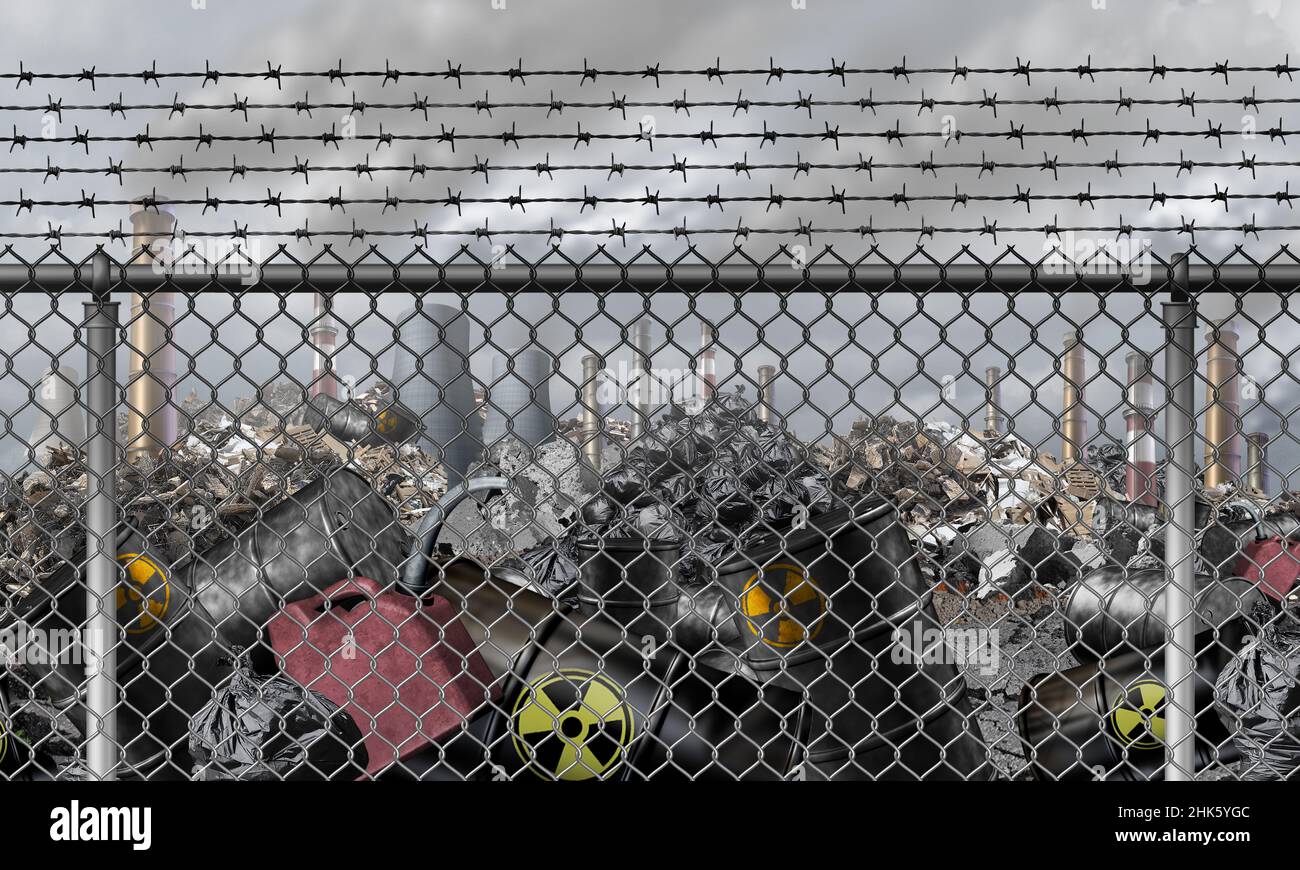 Klimasperre und Ökologische Schließungen oder geschlossen aufgrund von Umweltproblemen als Öko-Konzept für die Abschaltung der Umweltverschmutzung. Stockfoto