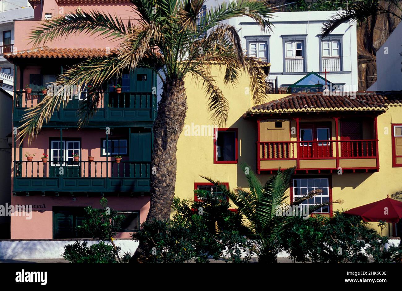 Santa Cruz, Häuser in Avenida Maritima, Kanarische Inseln, La Palma, Spanien, Europa Stockfoto