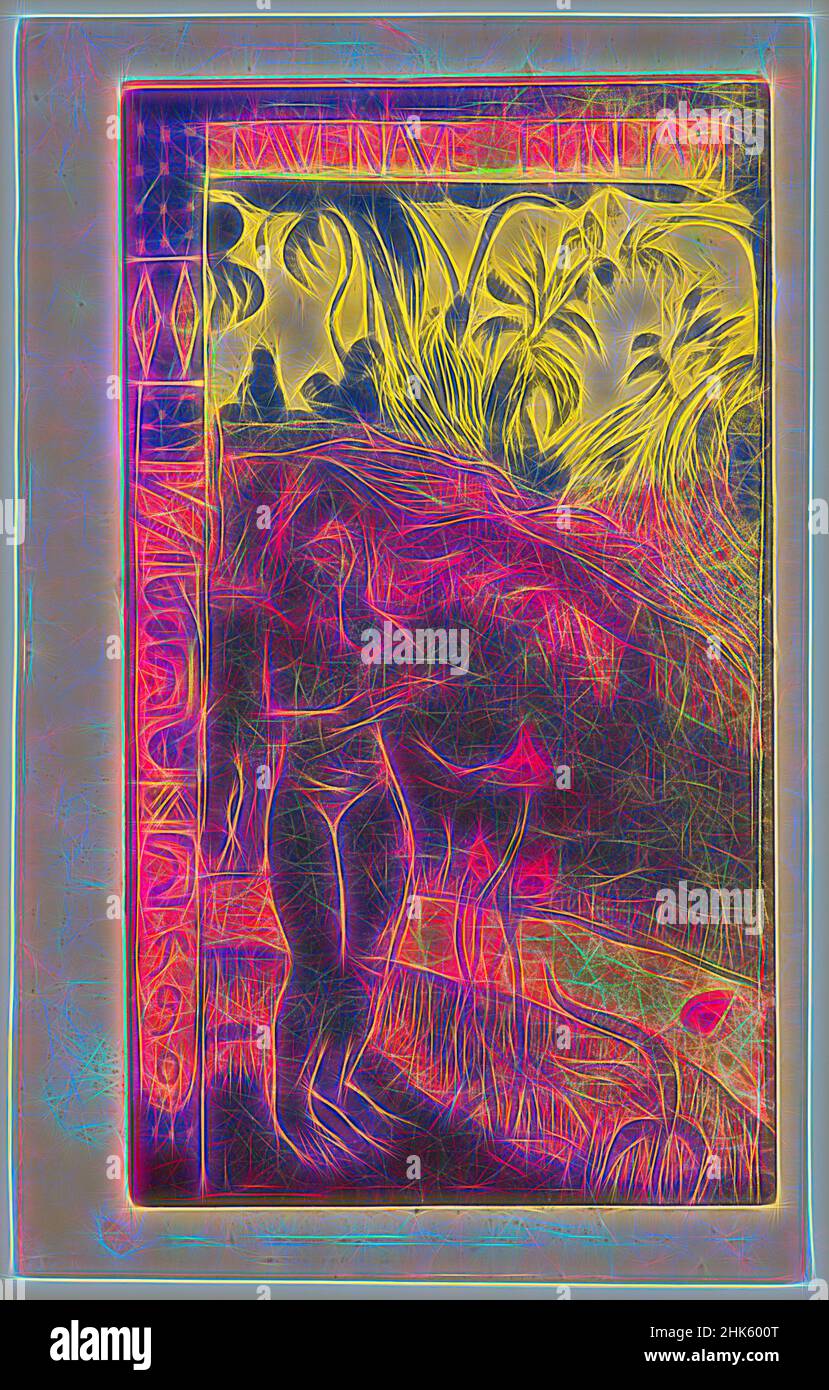 Inspiriert von Nave Nave Fenua, aus der Serie „Noa Noa“, Paul Gauguin, Französisch, 1848–1903, Louis Roy, Französisch, 1862–1907, Paul Gauguin, Französisch, 1848–1903, 1894, Holzschnitt, hergestellt in Paris, Île-de-France, Frankreich, Europa, Drucke, Bild: 14 1/8 × 8 1/8 Zoll (35,9 × 20,6 cm, neu erfunden von Artotop. Klassische Kunst neu erfunden mit einem modernen Twist. Design von warmen fröhlichen Leuchten der Helligkeit und Lichtstrahl Strahlkraft. Fotografie inspiriert von Surrealismus und Futurismus, umarmt dynamische Energie der modernen Technologie, Bewegung, Geschwindigkeit und Kultur zu revolutionieren Stockfoto
