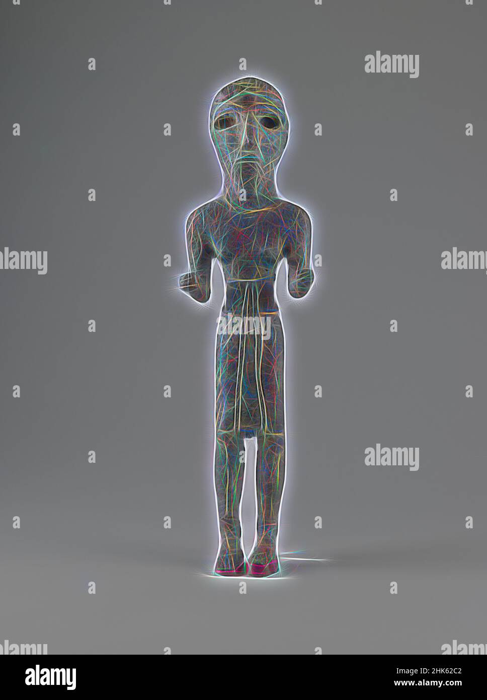 Inspiriert durch stehende männliche Figur, Nahost, Libanesen, Bronzezeit, 3000–1100 v. Chr., Mitte 3rd Jahrtausend v. Chr., Kupferguss, Jazzin, Al-Janub Gouvernement, Levant, Libanon, Asien, Metallarbeiten, Skulptur, 16 7/8 Zoll × 4 1/8 Zoll × 3 Zoll (42,9 × 10,5 × 7,6 cm, neu erfunden von Artotop. Klassische Kunst neu erfunden mit einem modernen Twist. Design von warmen fröhlichen Leuchten der Helligkeit und Lichtstrahl Strahlkraft. Fotografie inspiriert von Surrealismus und Futurismus, umarmt dynamische Energie der modernen Technologie, Bewegung, Geschwindigkeit und Kultur zu revolutionieren Stockfoto