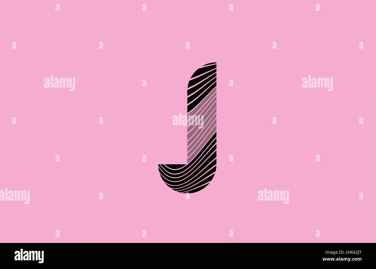 Schwarzes J-Logo-Icon-Design mit rosa Hintergrund. Kreative Vorlage für Unternehmen mit Linien Stock Vektor