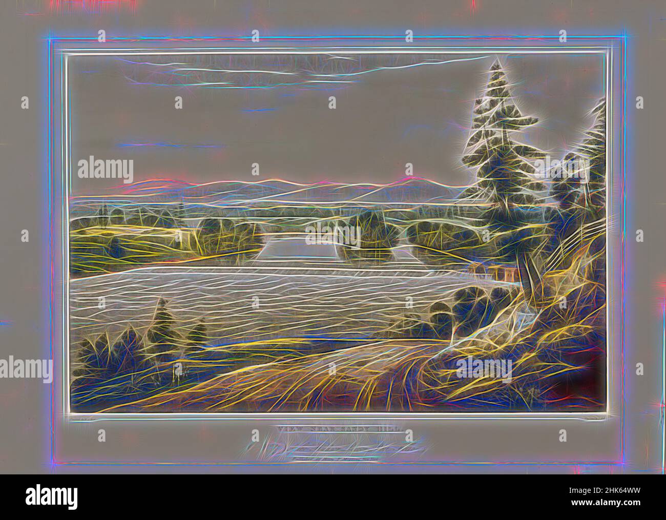 Inspiriert von View near Sandy Hill, aus „The Hudson River Portfolio“, William Guy Wall, Irisch, 1792–nach 1864, John Hill, American (Born England), 1770–1850, 1822–23, handkoloriertes Aquatinta, Radierung, Und Gravur, Sandy Hill, New York, USA, Nord- und Mittelamerika, Druckgraphik, Bild: 16 in. X, neu gestaltet von Artotop. Klassische Kunst neu erfunden mit einem modernen Twist. Design von warmen fröhlichen Leuchten der Helligkeit und Lichtstrahl Strahlkraft. Fotografie inspiriert von Surrealismus und Futurismus, umarmt dynamische Energie der modernen Technologie, Bewegung, Geschwindigkeit und Kultur zu revolutionieren Stockfoto