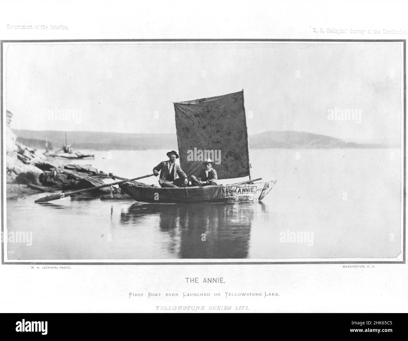 William Henry Jackson - die Annie, das erste Boot, das auf dem Yellowstone Lake gestartet wurde - 1871 Stockfoto