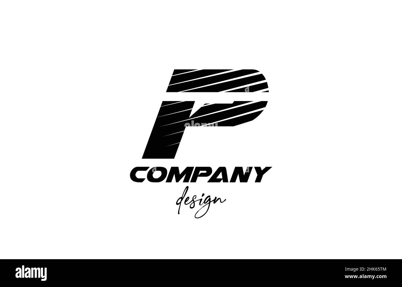 Logo-Symbol mit schwarz-weißem P-Buchstaben. Kreatives Design für Unternehmen und Unternehmen mit auffälligem Schnitt Stock Vektor