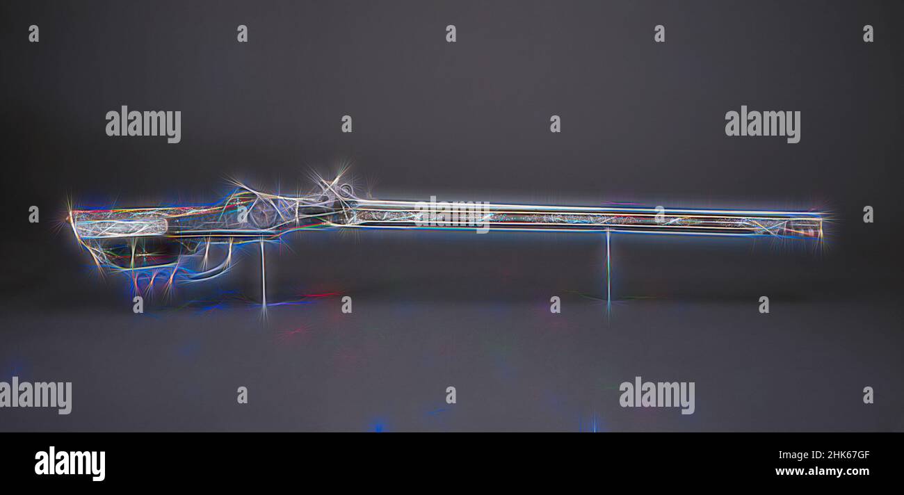 Inspiriert von Radschloss Sportgewehr, Master MS, Deutsch, 1. Quartal 17th Jahrhundert, Stahl, Messing, Obstholz mit Horn- und Perlmutt-Intarsien und vergoldet, Dresden, Sachsen, Deutschland, Europa, Waffen und Rüstungen, Metallverarbeitung, 52 5/8 x 7 1/4 x 3 1/4 Zoll (133,7 x 18,4 x 8,3 cm, neu erfunden von Artotop. Klassische Kunst neu erfunden mit einem modernen Twist. Design von warmen fröhlichen Leuchten der Helligkeit und Lichtstrahl Strahlkraft. Fotografie inspiriert von Surrealismus und Futurismus, umarmt dynamische Energie der modernen Technologie, Bewegung, Geschwindigkeit und Kultur zu revolutionieren Stockfoto