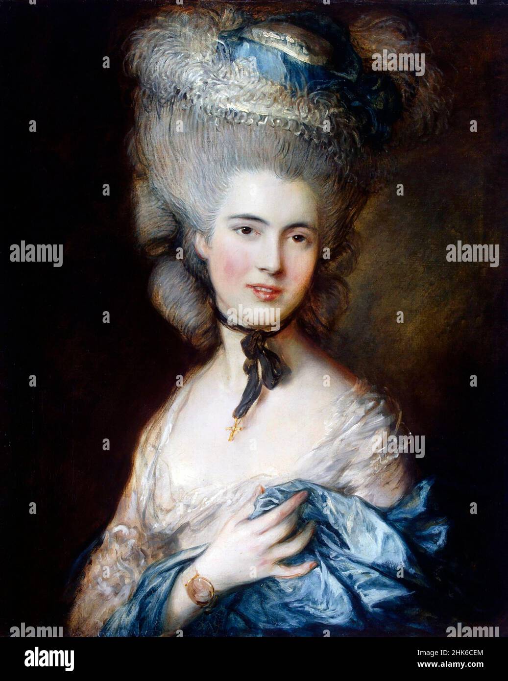 Woman in Blue von Thomas Gainsborough (1727-1788), Öl auf Leinwand, später 1770s Anfang 1880s Stockfoto