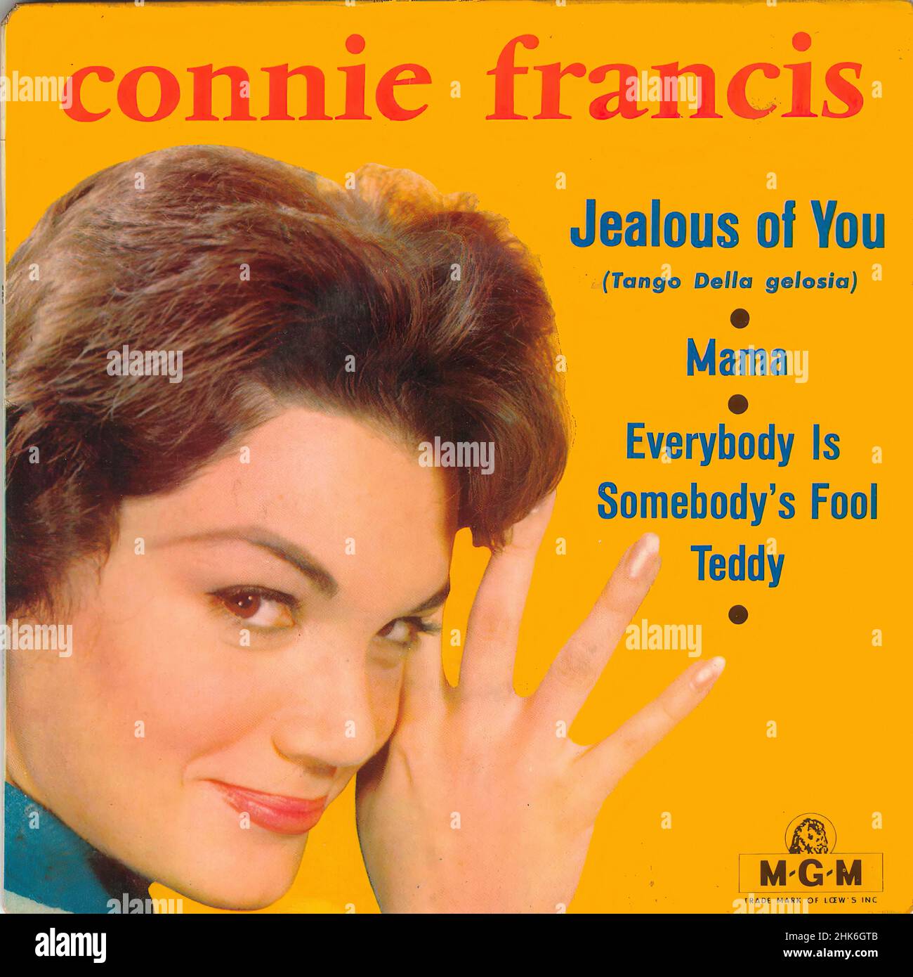 Vintage Vinyl Plattencover - Francis, Connie - Jealous of You - F - 1960 Stockfoto