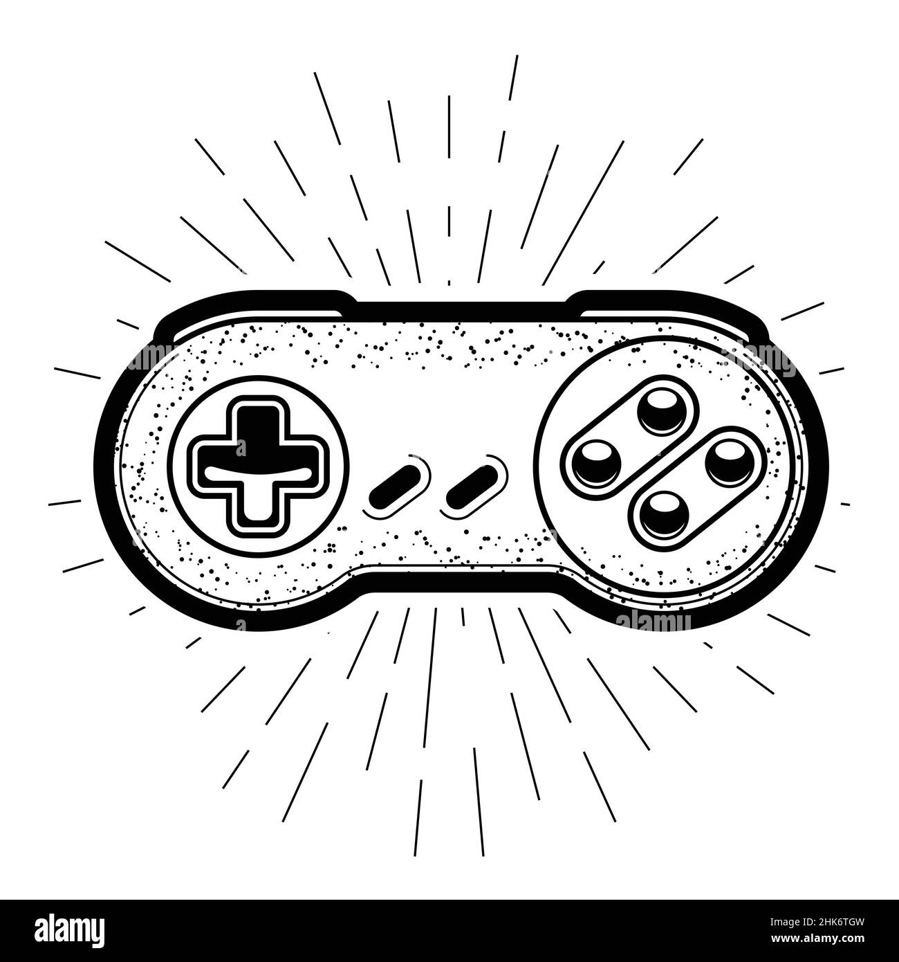 Veralteter Game Controller, abgerundetes Gamepad, Retro-Joystick, Vektor Stock Vektor