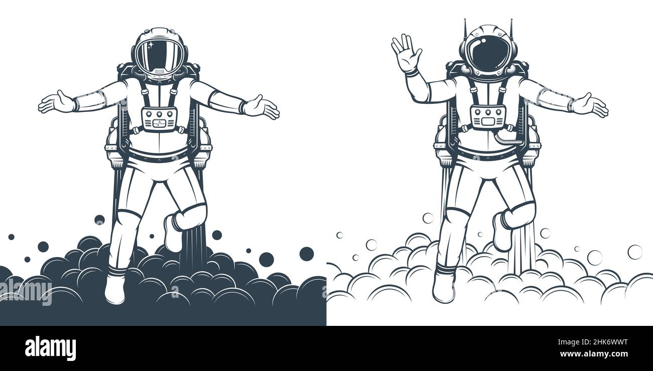 Astronaut Floating - Retro-Print Stock Vektor