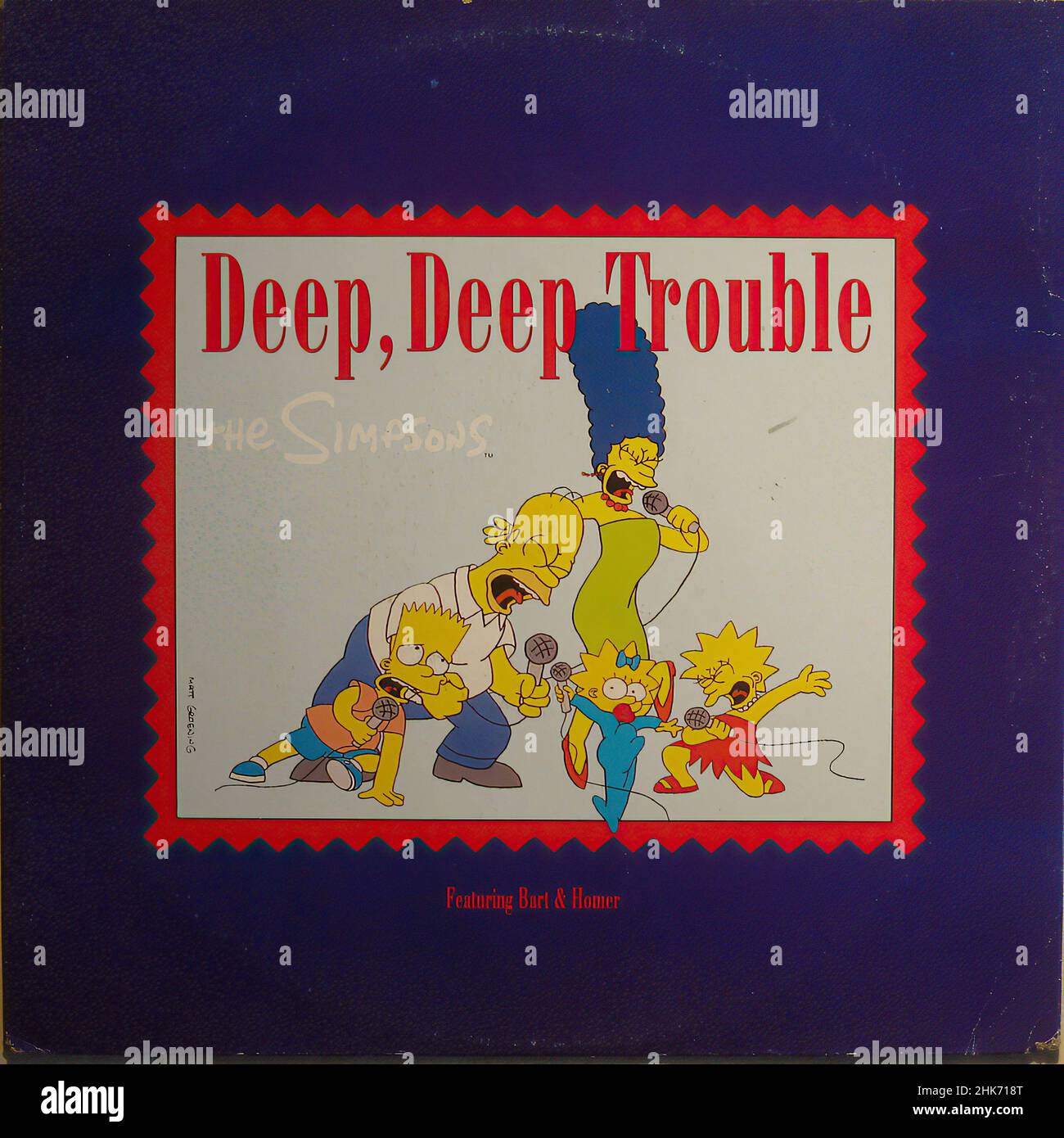 Vintage Vinyl-Plattencover - 12_ - The Simpsons - Deep Deep Trouble Stockfoto
