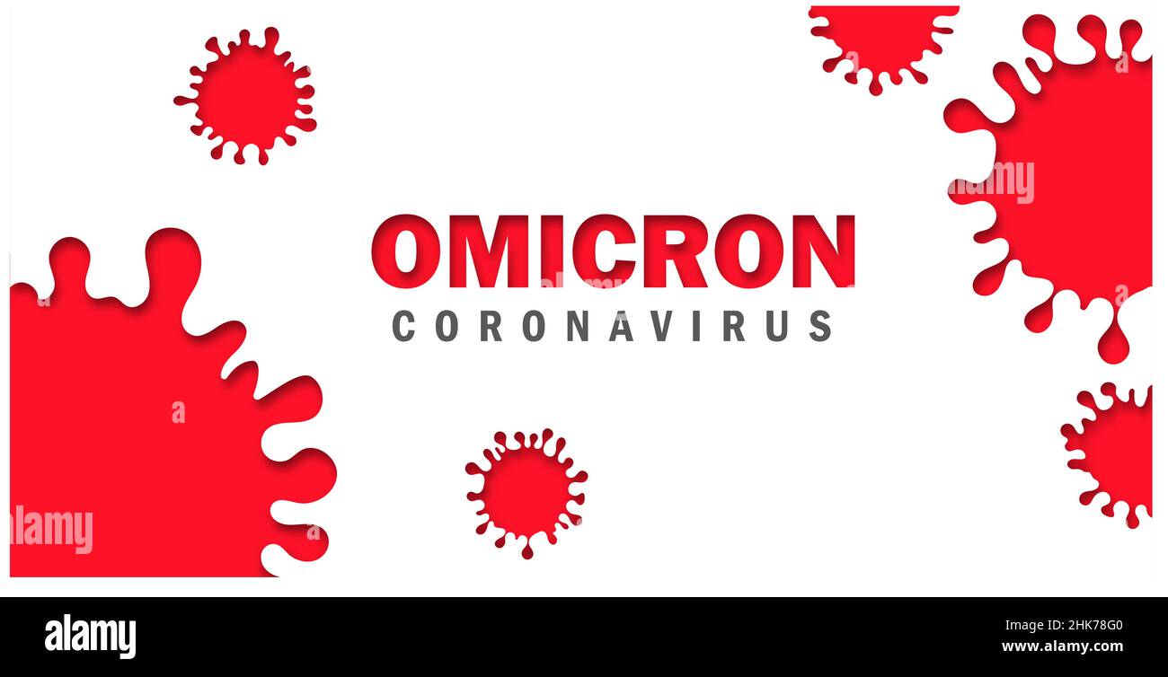 Omicron-Variante von COVID-19, die neue Stamm von Coronavirus. Omicron. Red Vector Illustratoin. Stock Vektor