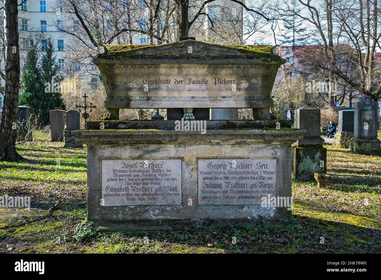 Grabstätte der Familie Pschorr, ehemalige Brauereibesitzer, Südfriedhof, München, Bayern, Deutschland Stockfoto