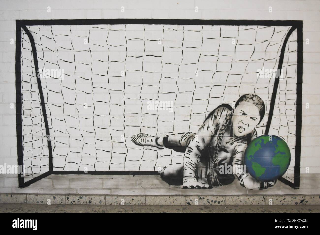 Greta Thunberg, Graffiti, Teufelsberg Hörstation, Grunewald, Charlottenburg-Wilmersdorf, Berlin, Deutschland Stockfoto