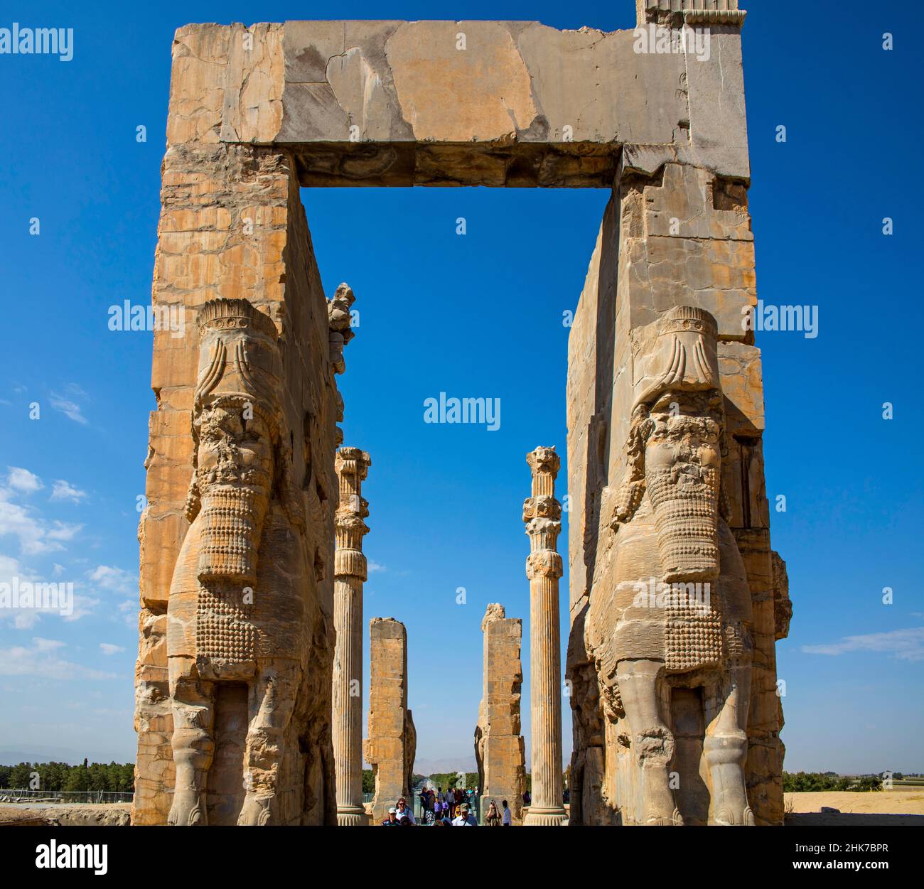 Tor aller Länder mit geflügelten Mischwesen, Persepolis, Persepolis, Iran Stockfoto Tor aller Länder mit geflügelten Mischwesen, Persepolis, Persepolis, Iran Stockfoto