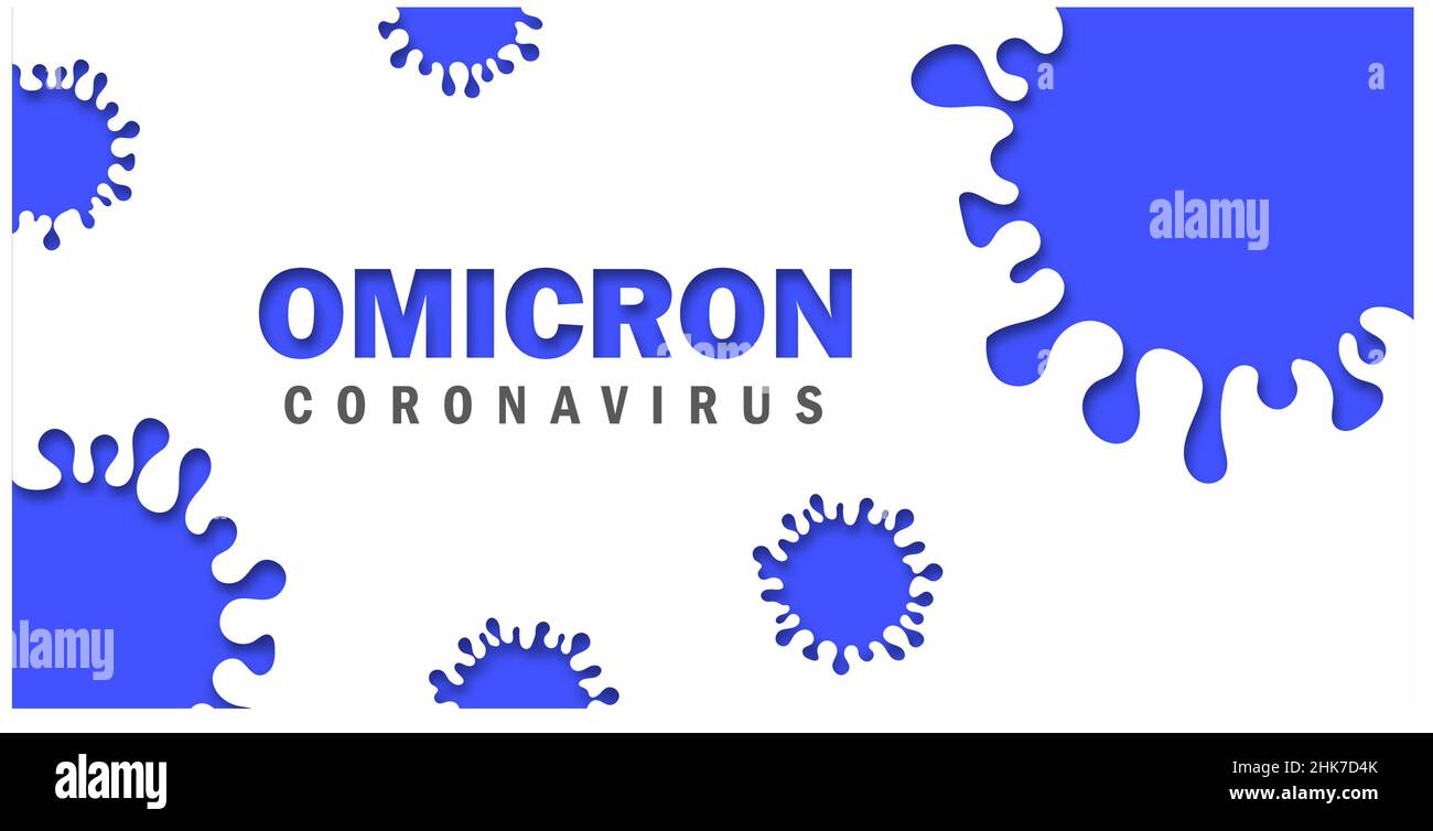 Omicron-Variante von COVID-19, die neue Stamm von Coronavirus. Omicron. Blue Vector Illustratoin. Stock Vektor