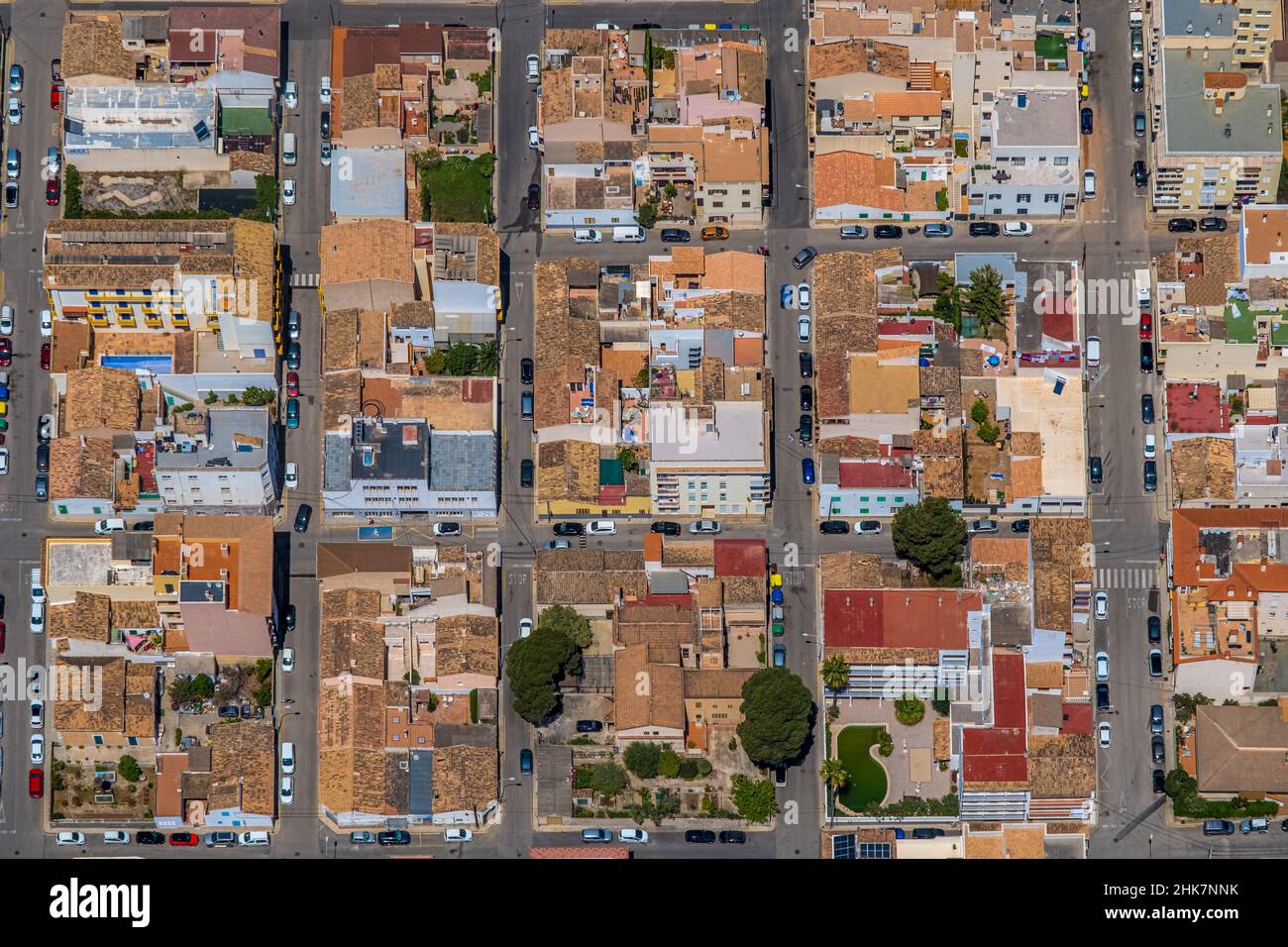Luftaufnahme, Ansicht des Stadtzentrums , Es Pelats,Cala Gat, Cala Rajada, Capdepera, Balearen, Mallorca, Balearen, Spanien, Cala Ratjada, E Stockfoto