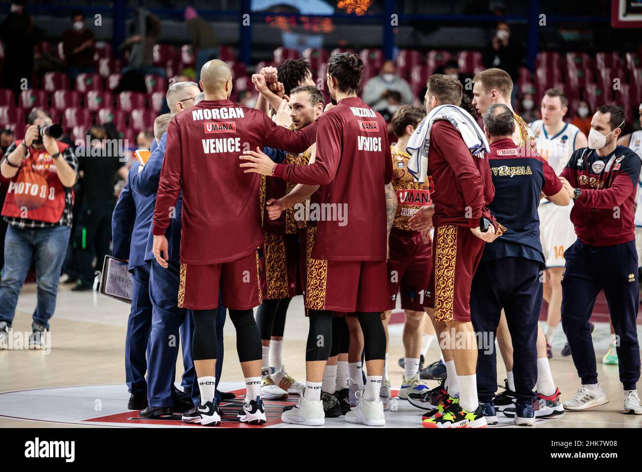 Venedig, Italien. 02nd. Februar 2022. Umana Reyer Venezia während Umana Reyer Venezia gegen Ratiopharm Ulm, Basketball EuroCup Championship in Venedig, Italien, Februar 02 2022 Quelle: Independent Photo Agency/Alamy Live News Stockfoto