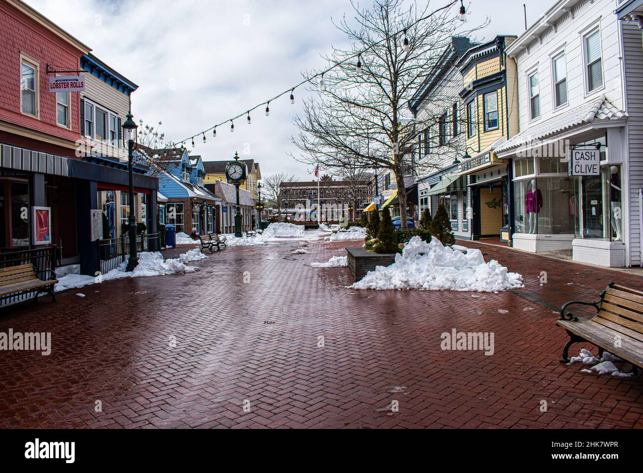 City of Cape May New Jersey Downtown mit Schnee. Stockfoto