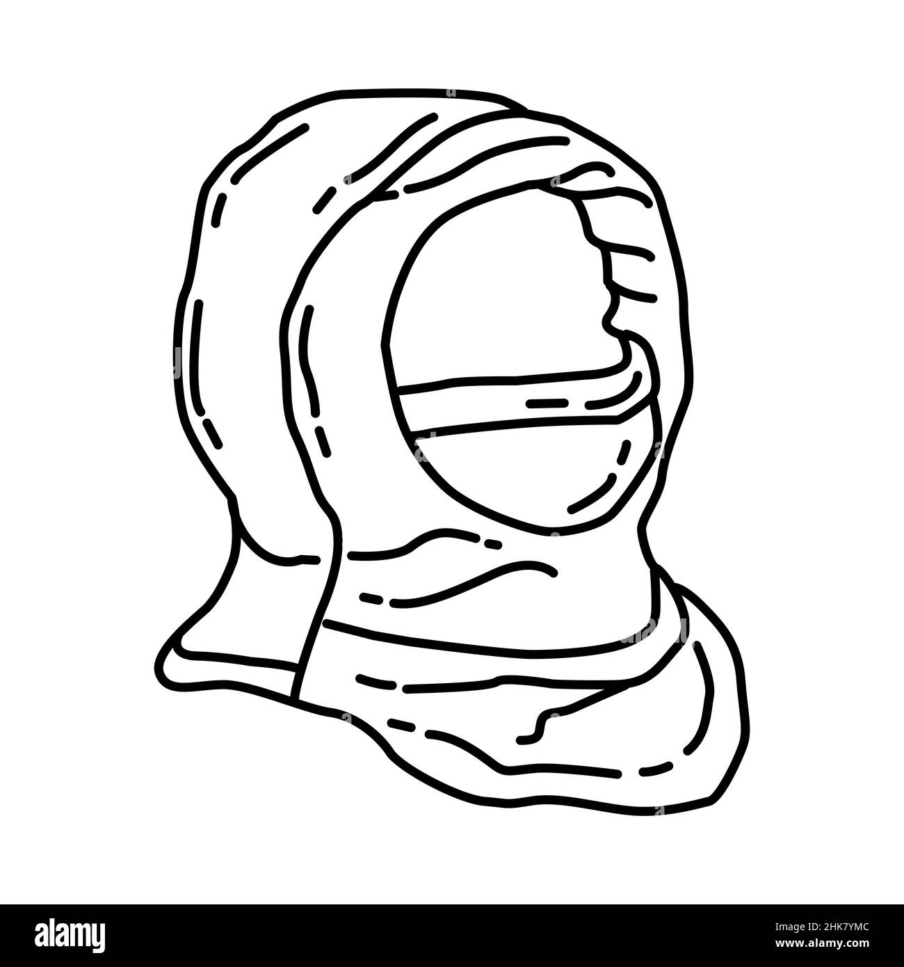 Winter Face Mask Halswärmer für Kinder Teil von Winter Accessoires und Aktivitäten Handgezeichnetes Icon Set Vektor. Stock Vektor