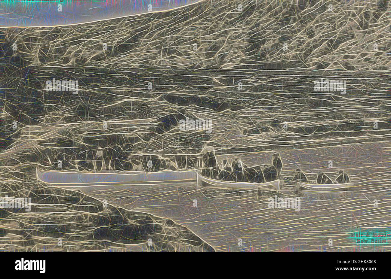 Inspiriert von The Landing Place, Lake Tarawera, Neuseeland, Muir & Moodie Studio, 1909, Tarawera, Lake, Reimagined by Artotop. Klassische Kunst neu erfunden mit einem modernen Twist. Design von warmen fröhlichen Leuchten der Helligkeit und Lichtstrahl Strahlkraft. Fotografie inspiriert von Surrealismus und Futurismus, umarmt dynamische Energie der modernen Technologie, Bewegung, Geschwindigkeit und Kultur zu revolutionieren Stockfoto