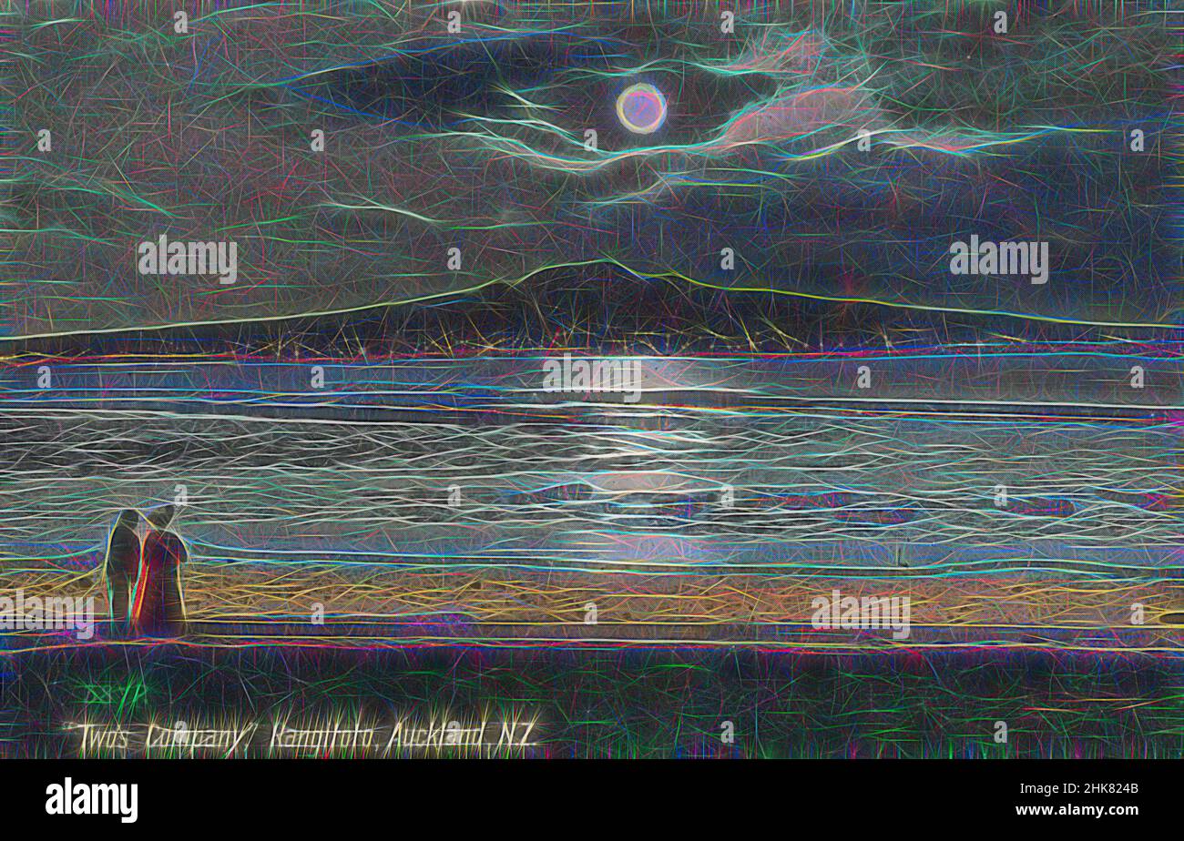 Inspiriert von Two's Company, Rangitoto, Auckland, Neuseeland, Muir & Moodie Studio, 1905, Auckland, Reimagined by Artotop. Klassische Kunst neu erfunden mit einem modernen Twist. Design von warmen fröhlichen Leuchten der Helligkeit und Lichtstrahl Strahlkraft. Fotografie inspiriert von Surrealismus und Futurismus, umarmt dynamische Energie der modernen Technologie, Bewegung, Geschwindigkeit und Kultur zu revolutionieren Stockfoto