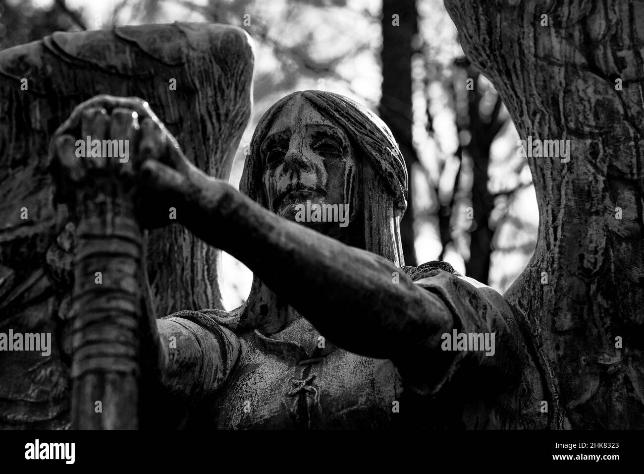 Statue des Todesengels auf dem Friedhof von Lakeview in Cleveland Stockfoto