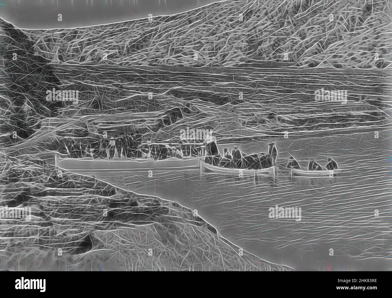 Inspiriert von einer Touristenparty am Fuße des Mount Tarawera - Landing Place, Studio der Burton Brothers, Fotostudio, Reimagined by Artotop. Klassische Kunst neu erfunden mit einem modernen Twist. Design von warmen fröhlichen Leuchten der Helligkeit und Lichtstrahl Strahlkraft. Fotografie inspiriert von Surrealismus und Futurismus, umarmt dynamische Energie der modernen Technologie, Bewegung, Geschwindigkeit und Kultur zu revolutionieren Stockfoto