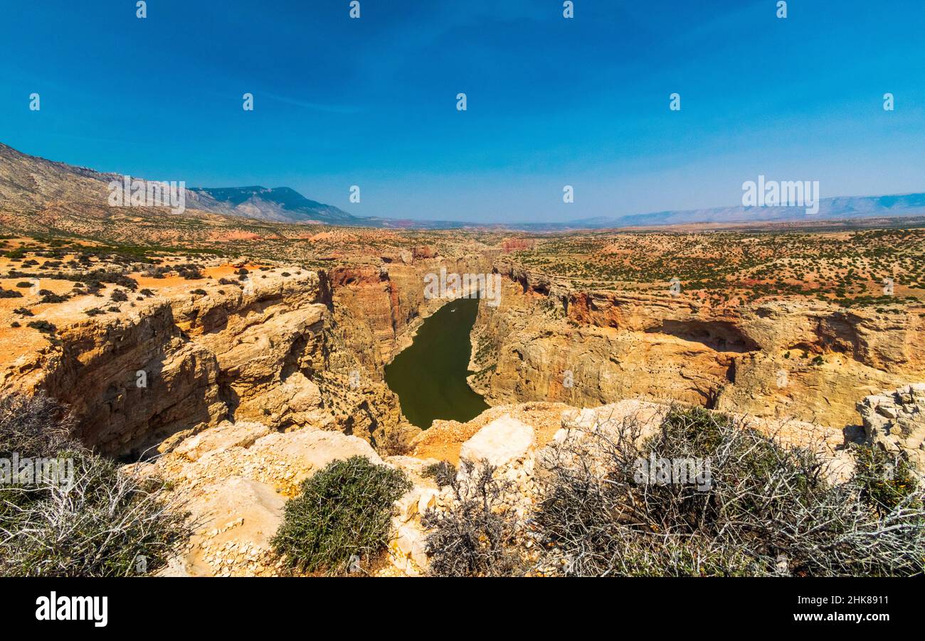 Der Bighorn River fließt durch den Devil Canyon im Bighorn National Recreation Area, Wyoming Stockfoto