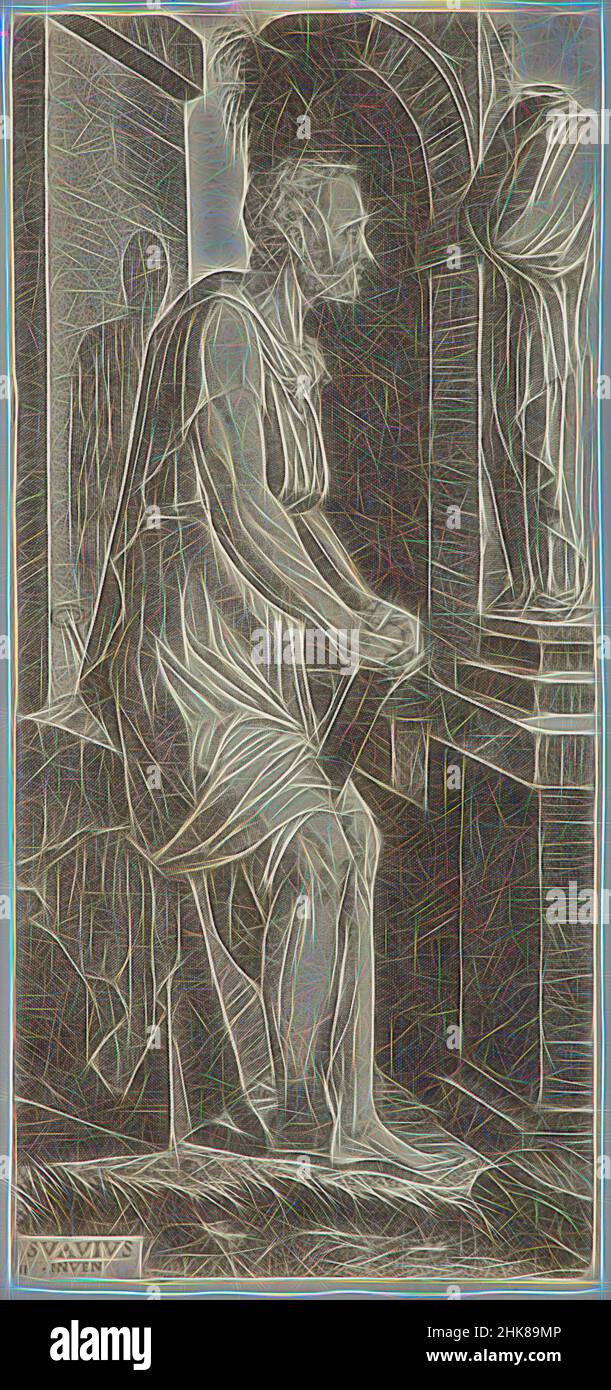 Inspiriert von St. Peter. Platte 11. Aus: Christus und die Apostel., Lambert Suavius, Künstler, 1545, Gravur, Lambert Suavius (a.k.a. Lambert Zutman (ca. 1510-1574–6), war ein südniederländischer Grafiker, Architekt und Dichter. Er war der Sohn des bischöflichen Goldschmieds Henri Zutman. Er wurde ein Anhänger von, Reimagined by Artotop. Klassische Kunst neu erfunden mit einem modernen Twist. Design von warmen fröhlichen Leuchten der Helligkeit und Lichtstrahl Strahlkraft. Fotografie inspiriert von Surrealismus und Futurismus, umarmt dynamische Energie der modernen Technologie, Bewegung, Geschwindigkeit und Kultur zu revolutionieren Stockfoto