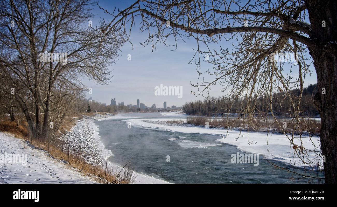Bow River Calgary, Alberta Stockfoto