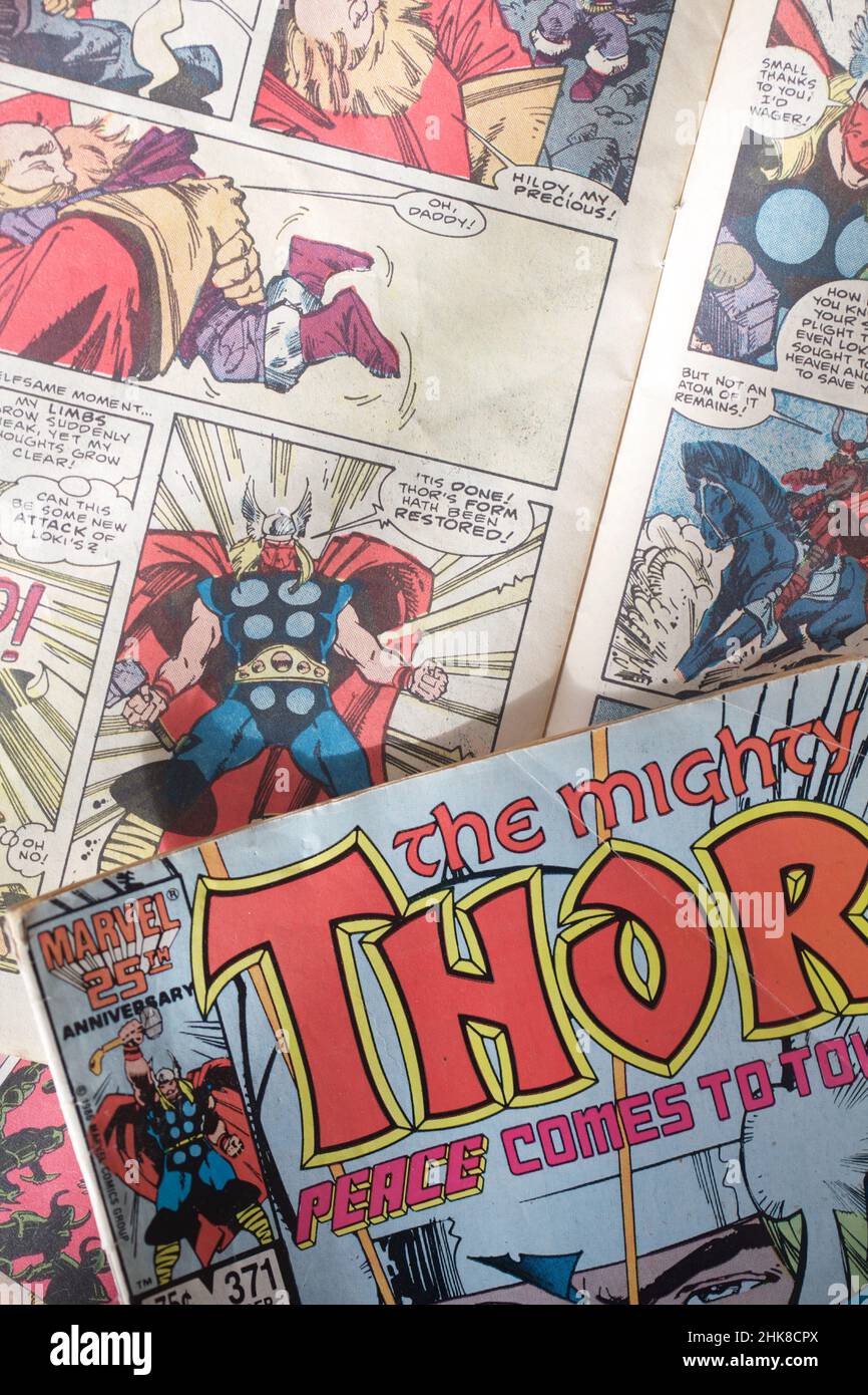 Thor Comic-Seite Stockfoto