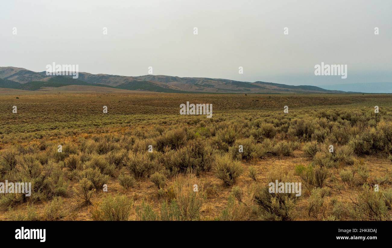 Wunderschöner Blick auf das hohe Dessert Valley in der Nähe des City of Rocks National Reserve, Idaho Stockfoto