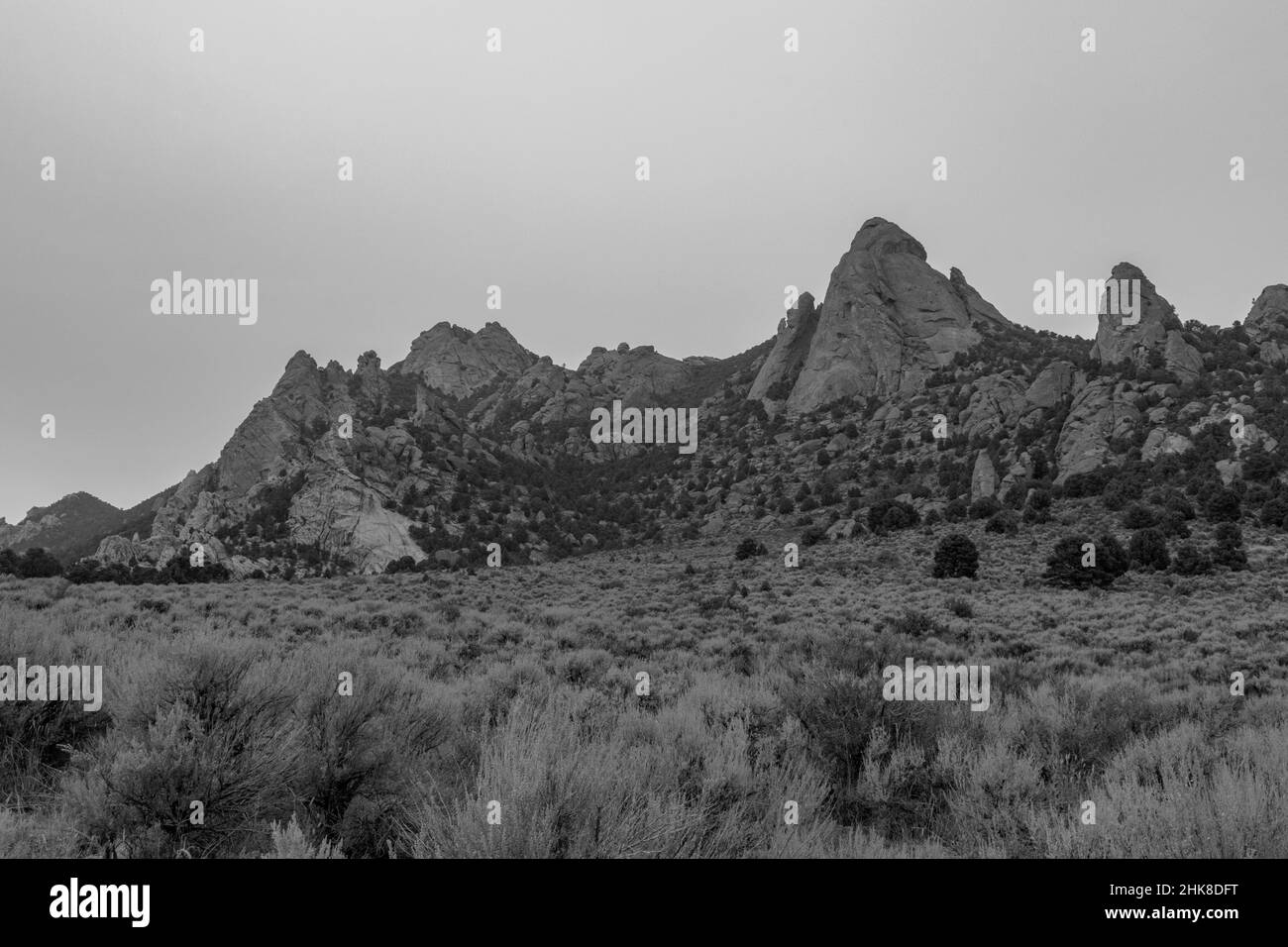 Erstaunliche Felsformationen im City of Rocks National Reserve, Idaho. City of Rocks ist bekannt für seine Weltklasse-Klettern bekannt. Stockfoto