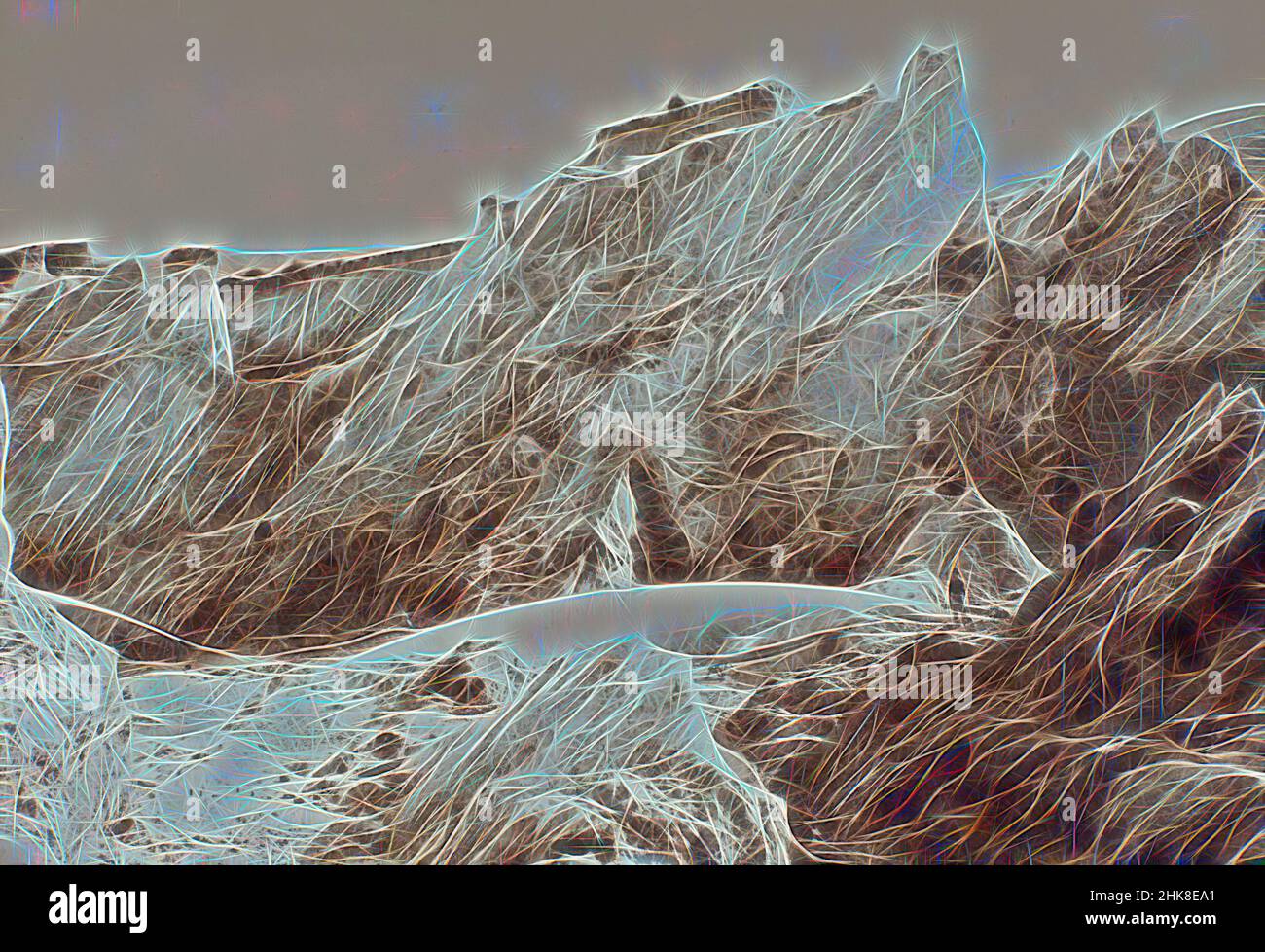 Inspiriert von Saint Bathans, Burton Brothers Studio, 1869, Otago, Reimagined by Artotop. Klassische Kunst neu erfunden mit einem modernen Twist. Design von warmen fröhlichen Leuchten der Helligkeit und Lichtstrahl Strahlkraft. Fotografie inspiriert von Surrealismus und Futurismus, umarmt dynamische Energie der modernen Technologie, Bewegung, Geschwindigkeit und Kultur zu revolutionieren Stockfoto