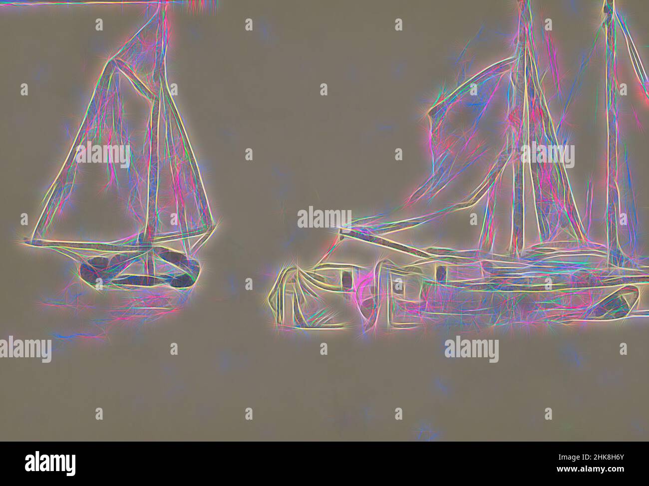 Inspiriert von u.a. dem Schoner Willem Barents. Expedition nach Nova Zembla, einem russischen Archipel im Arktischen Ozean im Jahr 1880, Studienblatt mit Schiffen, neu erfunden von Artotop. Klassische Kunst neu erfunden mit einem modernen Twist. Design von warmen fröhlichen Leuchten der Helligkeit und Lichtstrahl Strahlkraft. Fotografie inspiriert von Surrealismus und Futurismus, umarmt dynamische Energie der modernen Technologie, Bewegung, Geschwindigkeit und Kultur zu revolutionieren Stockfoto