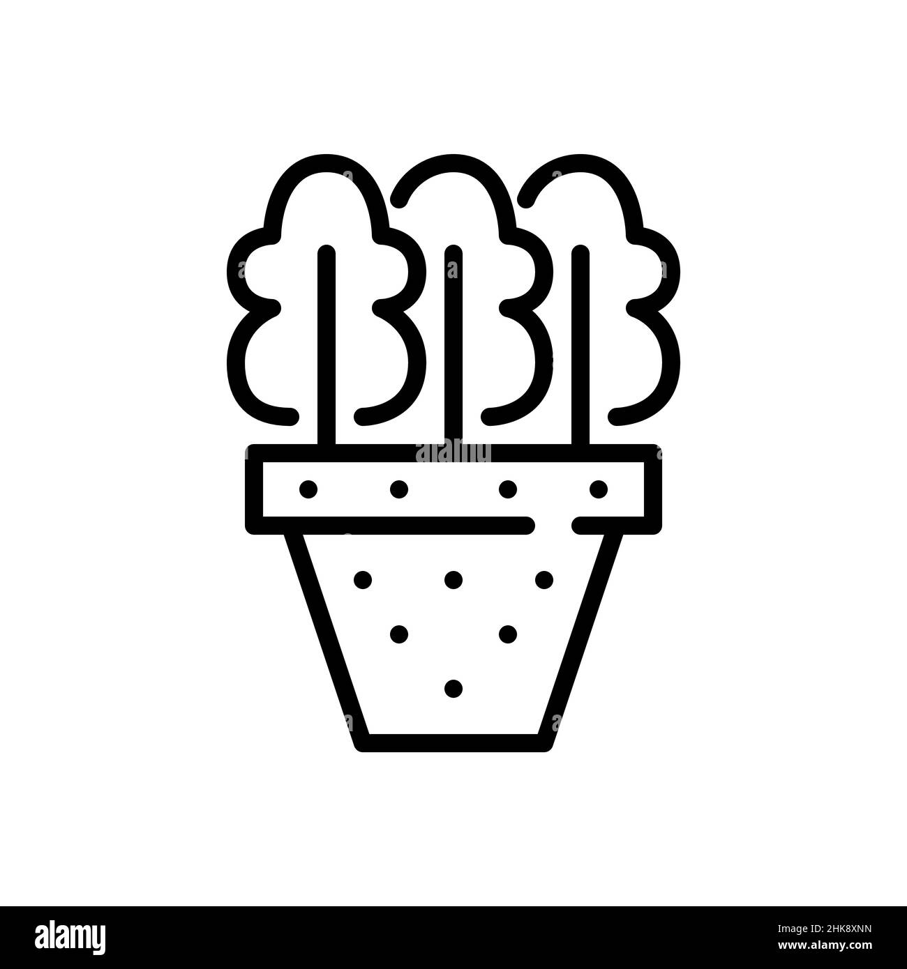 Pflanzen in einem Topf wachsen. Landwirtschaft von Setzlingen. Pixel Perfect, bearbeitbares Kontursymbol Stock Vektor