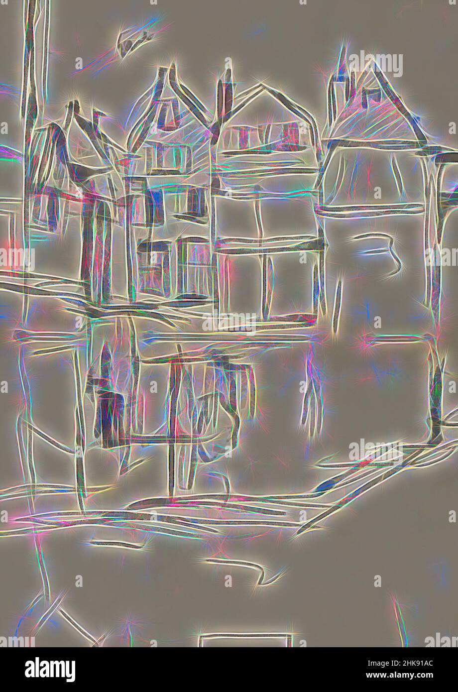 Inspiriert von View of the Damrak in Amsterdam, Niederlande, in der Nähe der Hausnummer 28-30, Räumlichkeiten der Firma L. Dake & Zn, Reimagined by Artotop. Klassische Kunst neu erfunden mit einem modernen Twist. Design von warmen fröhlichen Leuchten der Helligkeit und Lichtstrahl Strahlkraft. Fotografie inspiriert von Surrealismus und Futurismus, umarmt dynamische Energie der modernen Technologie, Bewegung, Geschwindigkeit und Kultur zu revolutionieren Stockfoto