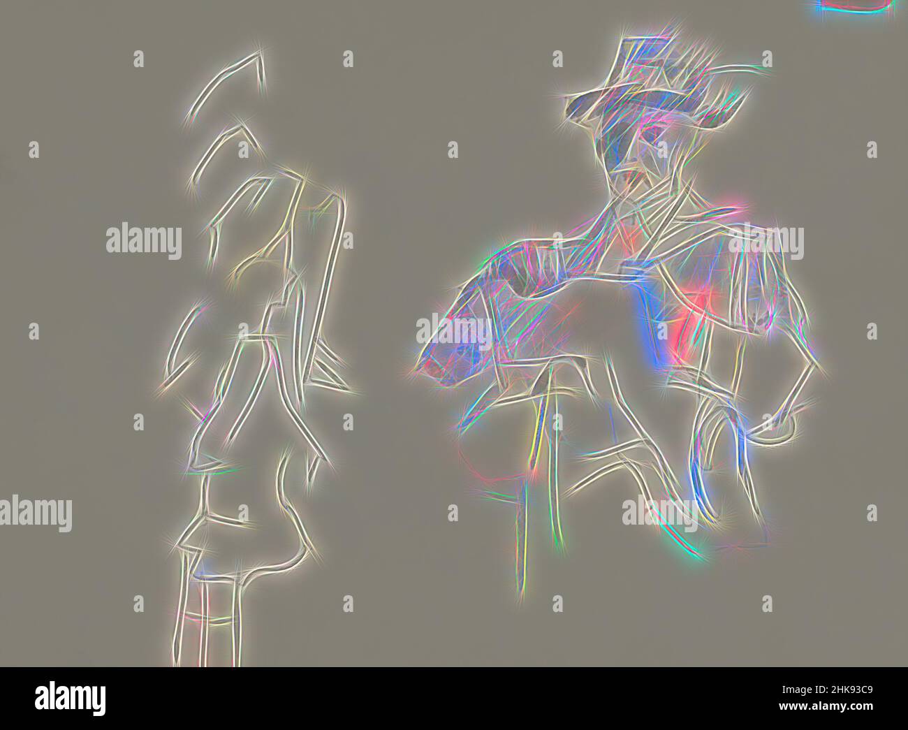 Inspiriert von dem Künstler ist wahrscheinlich Isaac Israelels selbst. Tänzer und ein Künstler bei der Arbeit, Reimagined by Artotop. Klassische Kunst neu erfunden mit einem modernen Twist. Design von warmen fröhlichen Leuchten der Helligkeit und Lichtstrahl Strahlkraft. Fotografie inspiriert von Surrealismus und Futurismus, umarmt dynamische Energie der modernen Technologie, Bewegung, Geschwindigkeit und Kultur zu revolutionieren Stockfoto