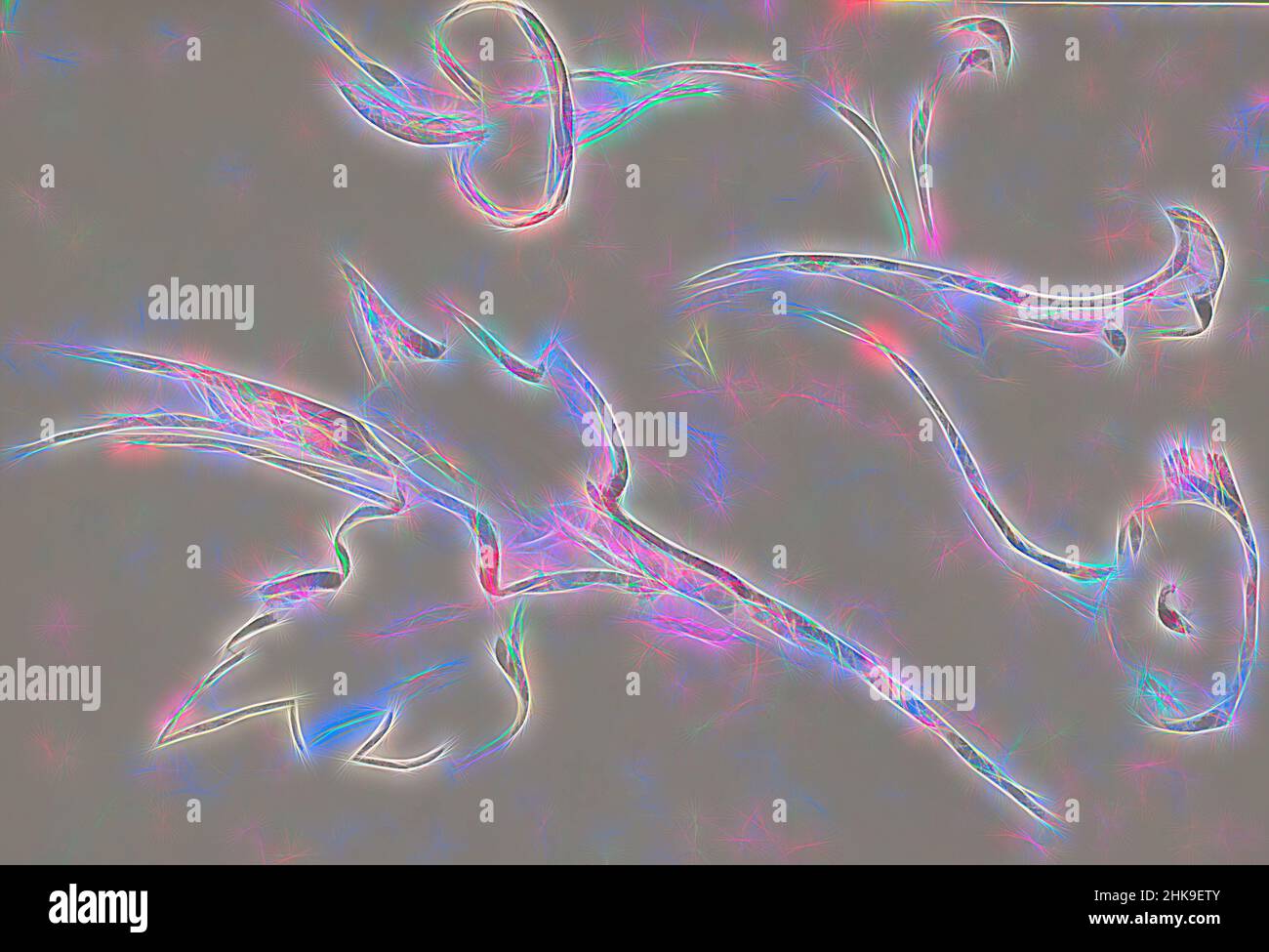 Inspiriert von venezianischen Blumen- und Blattornamenten, nach Jac van Looij, Reimagined by Artotop. Klassische Kunst neu erfunden mit einem modernen Twist. Design von warmen fröhlichen Leuchten der Helligkeit und Lichtstrahl Strahlkraft. Fotografie inspiriert von Surrealismus und Futurismus, umarmt dynamische Energie der modernen Technologie, Bewegung, Geschwindigkeit und Kultur zu revolutionieren Stockfoto