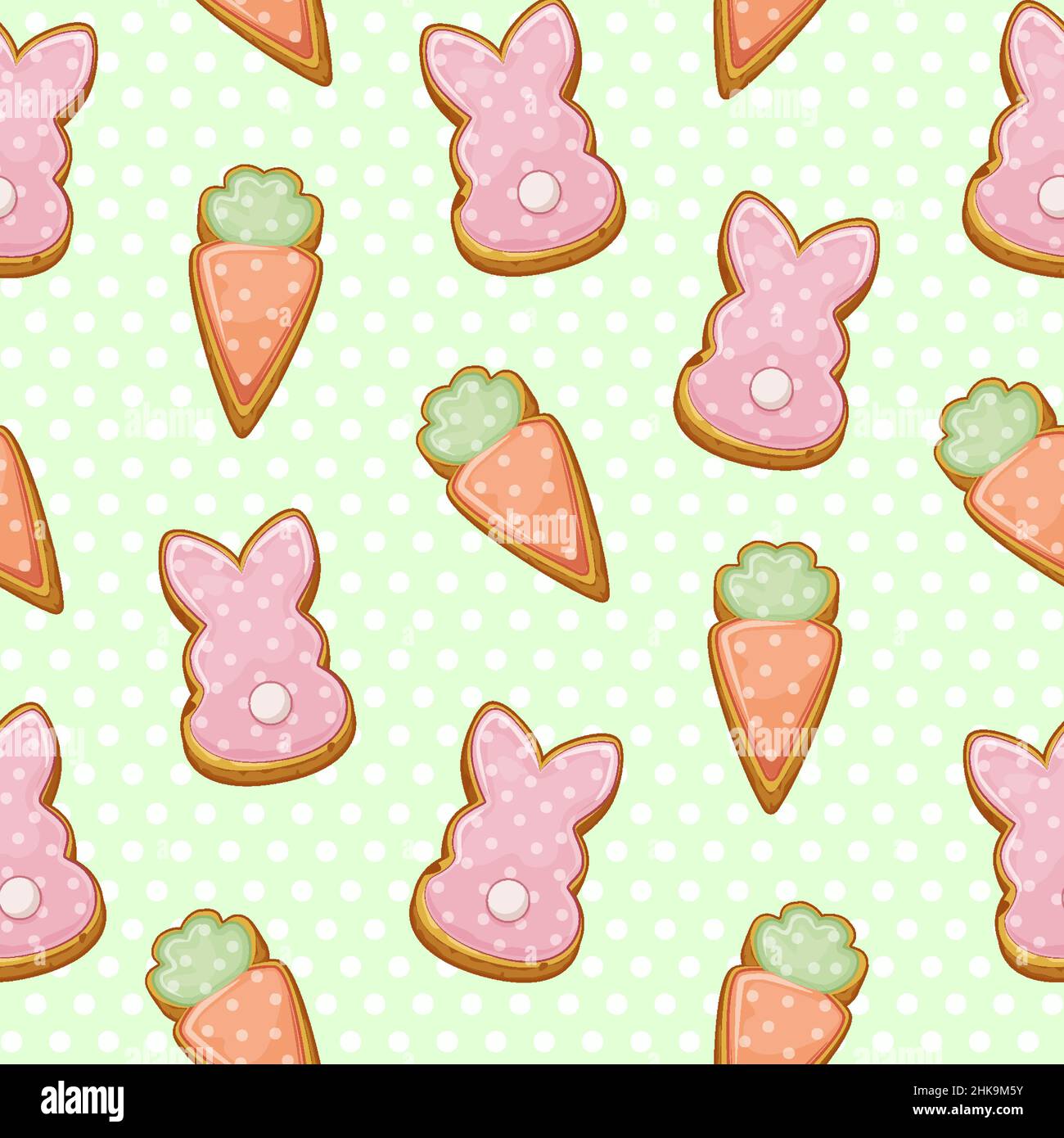 Ostern Cookies niedlichen grünen nahtlose Muster, festliche Verpackung Textur. Stock Vektor