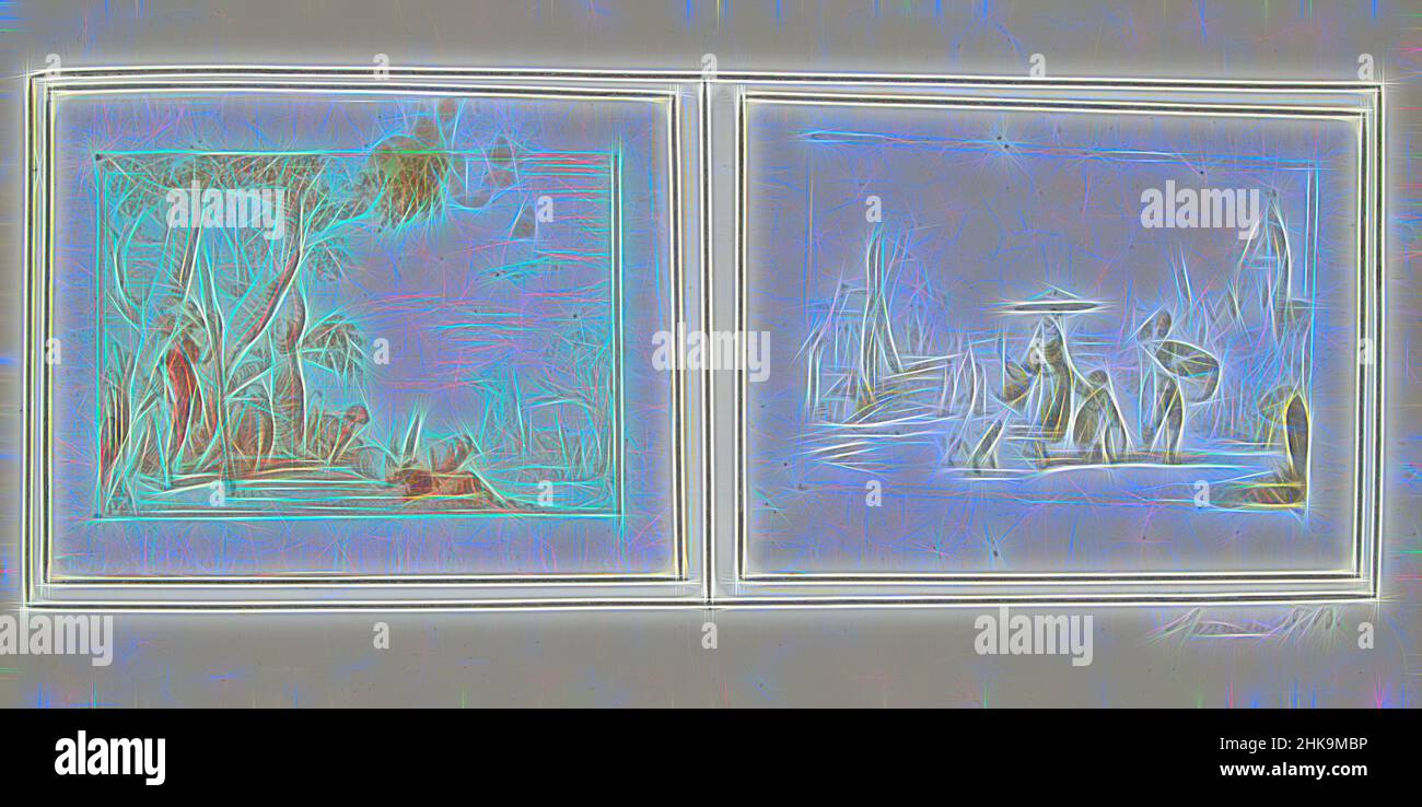 Inspiriert von Shepherd mit seiner Vieh- und Straßenszene, wurden zwei Zeichnungen von Moses ter Borch nebeneinander auf ein Blatt geklebt., Zeichner: Harmen ter Borch (signiert vom Künstler), Zwolle, c. 1651 - c. 1656, Papier, Tinte, Pinsel, Höhe 243 mm × Breite 360 mm, neu erfunden von Artotop. Klassische Kunst neu erfunden mit einem modernen Twist. Design von warmen fröhlichen Leuchten der Helligkeit und Lichtstrahl Strahlkraft. Fotografie inspiriert von Surrealismus und Futurismus, umarmt dynamische Energie der modernen Technologie, Bewegung, Geschwindigkeit und Kultur zu revolutionieren Stockfoto