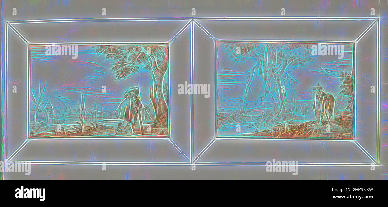 Inspiriert von Lord, der auf einem Flussufer steht, und einem wandelenden Mann, Blatt mit zwei montierten Zeichnungen in einem Rahmen., Zeichner: Harmen ter Borch, Zwolle, 1648 - 1677, Papier, Kreide, Höhe 243 mm × Breite 360 mm, neu gestaltet von Artotop. Klassische Kunst neu erfunden mit einem modernen Twist. Design von warmen fröhlichen Leuchten der Helligkeit und Lichtstrahl Strahlkraft. Fotografie inspiriert von Surrealismus und Futurismus, umarmt dynamische Energie der modernen Technologie, Bewegung, Geschwindigkeit und Kultur zu revolutionieren Stockfoto