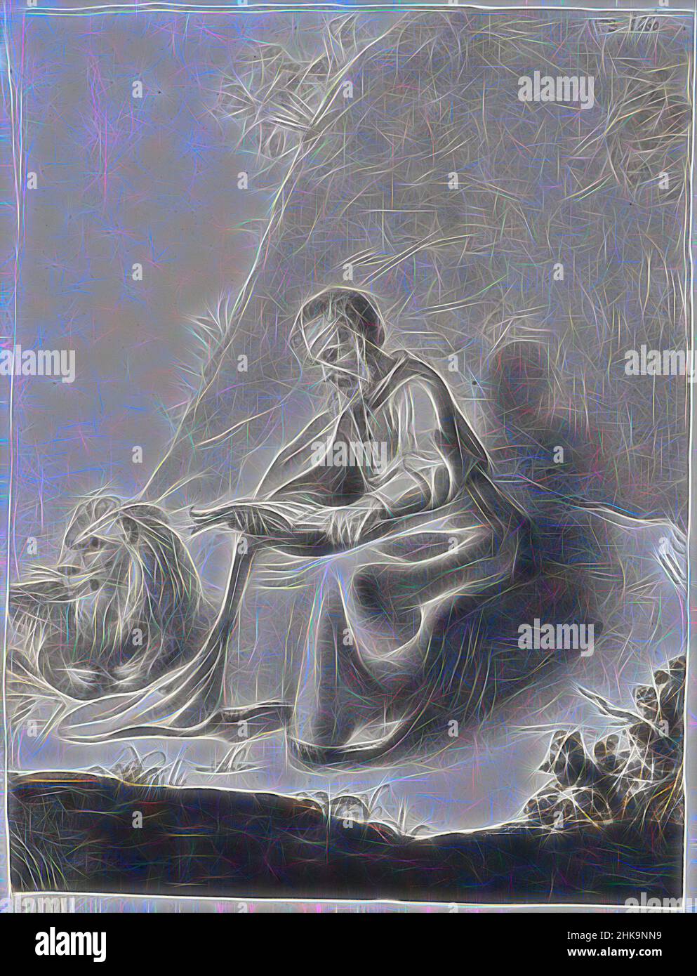 Inspiriert von dem heiligen Jerome in der Wildnis, Zeichner: Moses ter Borch (signiert von Künstler), Zwolle, 1660, Papier, Kreide, Pinsel, Höhe 210 mm × Breite 160 mm, neu gestaltet von Artotop. Klassische Kunst neu erfunden mit einem modernen Twist. Design von warmen fröhlichen Leuchten der Helligkeit und Lichtstrahl Strahlkraft. Fotografie inspiriert von Surrealismus und Futurismus, umarmt dynamische Energie der modernen Technologie, Bewegung, Geschwindigkeit und Kultur zu revolutionieren Stockfoto