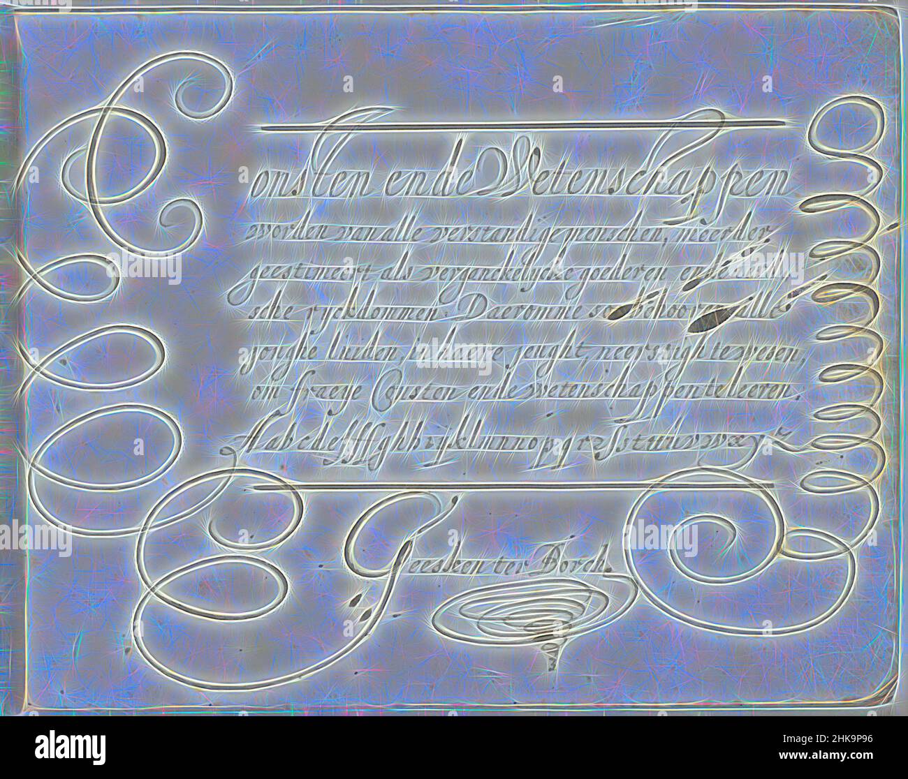 Inspiriert von der Behauptung über Kunst und Wissenschaft, Gesina ter Borch, Zwolle, 1646, Papier, Höhe 155 mm × Breite 211 mm, neu gestaltet von Artotop. Klassische Kunst neu erfunden mit einem modernen Twist. Design von warmen fröhlichen Leuchten der Helligkeit und Lichtstrahl Strahlkraft. Fotografie inspiriert von Surrealismus und Futurismus, umarmt dynamische Energie der modernen Technologie, Bewegung, Geschwindigkeit und Kultur zu revolutionieren Stockfoto