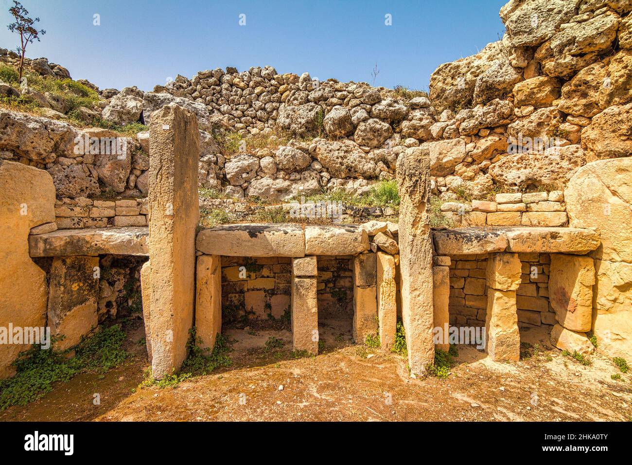 Die Ggantija-Tempel auf der Insel Gozo bei Malta im Mittelmeer, Europa. Stockfoto