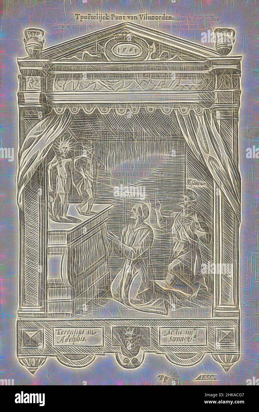 Inspiriert von Blazon von De Christusogen (Diest), 1561, die Christusooghen van Diest, Blazon von De Christusogen, Kammer der Rhetorik in Diest. Für den Landjuweel von Antwerpen 1561., Druckerei:, Antwerpen, 1561 - 1562, Papier, Höhe 217 mm × Breite 153 mm, neu gestaltet von Artotop. Klassische Kunst neu erfunden mit einem modernen Twist. Design von warmen fröhlichen Leuchten der Helligkeit und Lichtstrahl Strahlkraft. Fotografie inspiriert von Surrealismus und Futurismus, umarmt dynamische Energie der modernen Technologie, Bewegung, Geschwindigkeit und Kultur zu revolutionieren Stockfoto